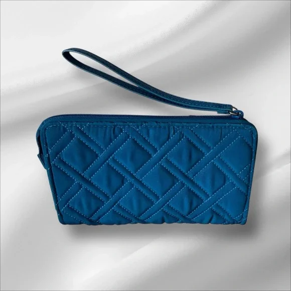 Vera Bradley Quilted Wristlet Top‎ Zip Wallet Tango Teal RFID Protection - Picture 4 of 9